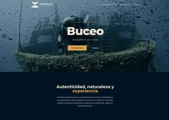 Portada de la web de pantalasaexpediciones.com, diseñada por Ecaptor