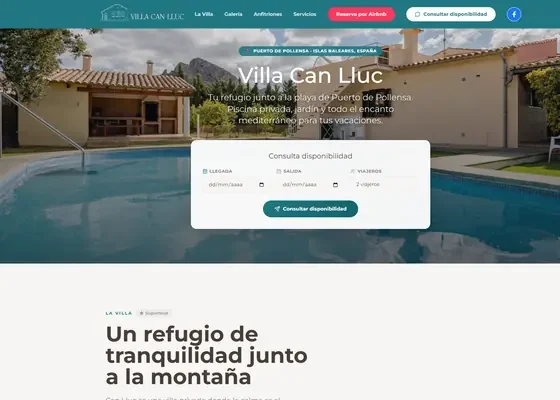 Portada de la web de villacanlluc.com, diseñada por Ecaptor